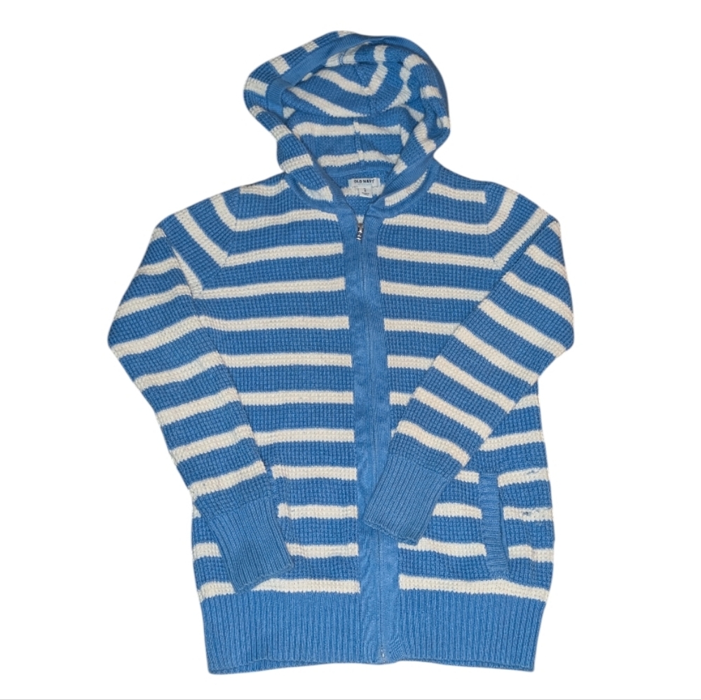 Old Navy Women's Striped Hoodie - Blue and White